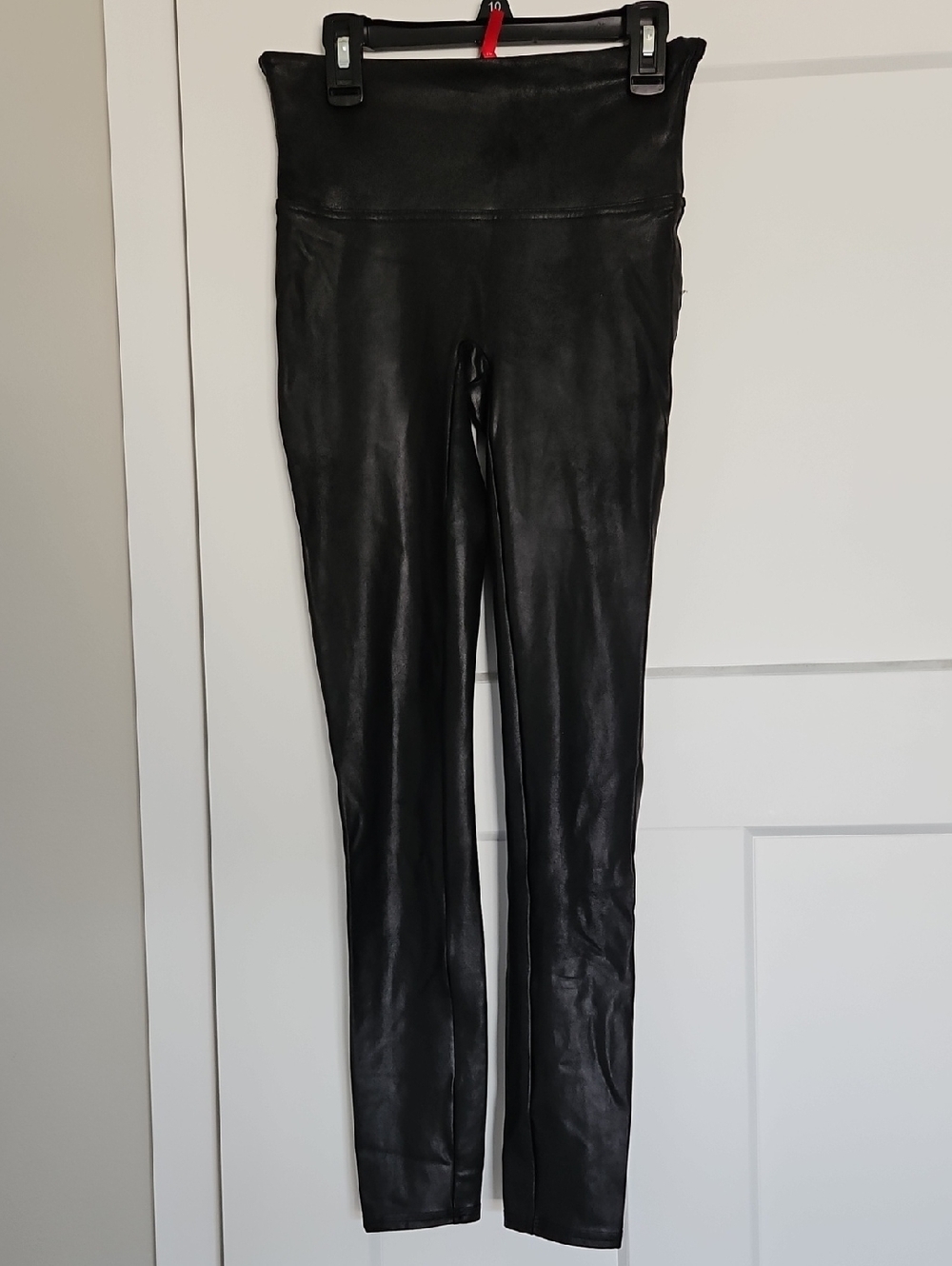 Spanx Black Faux Leather Leggings- Size Medium